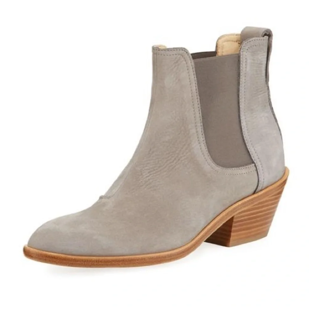 Rag & Bone Grey Dixon Waxed Suede Ankle Boots/Booties SZ 37.5